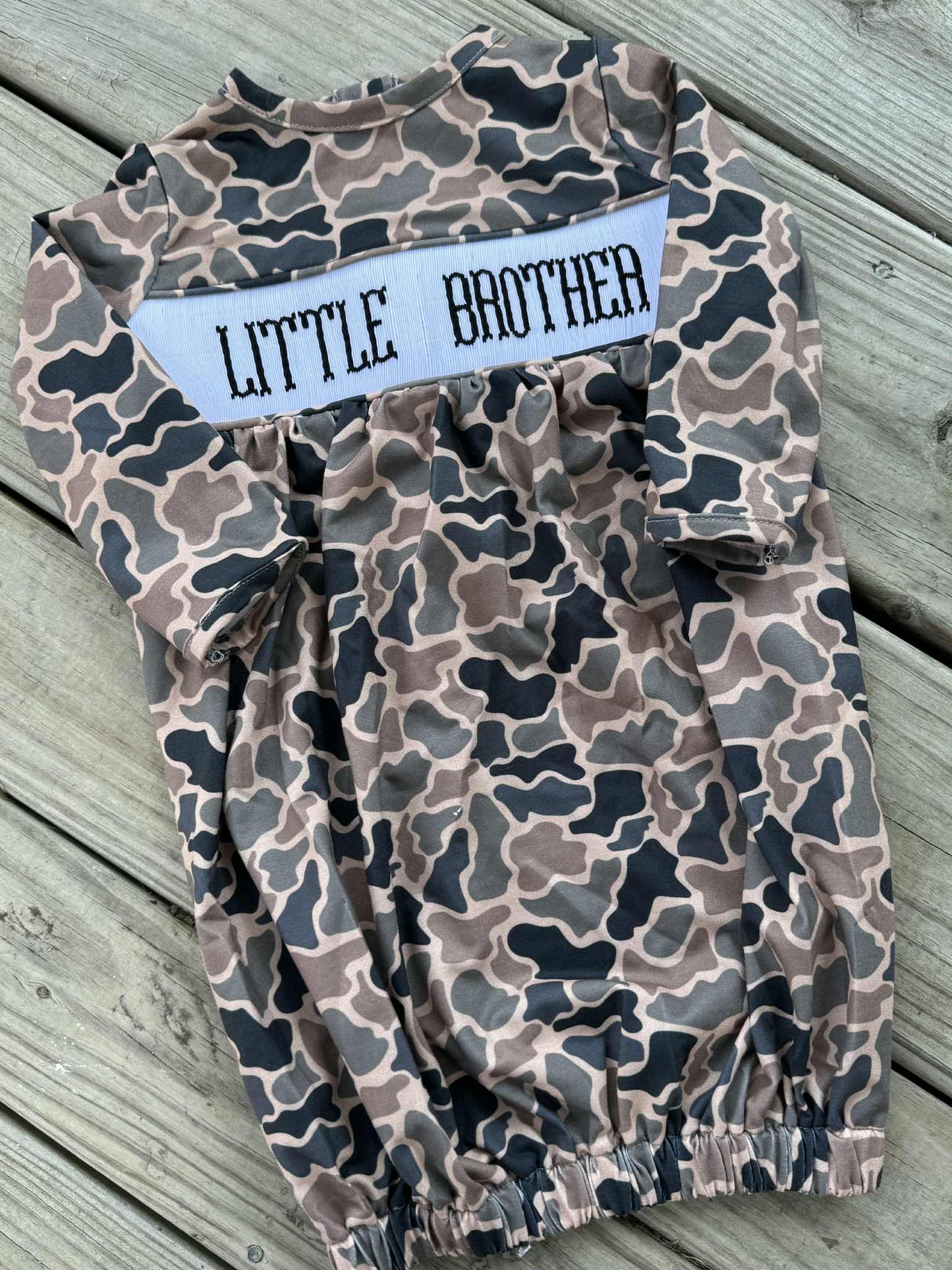Little Brother Coffee Camo Smocked Gown