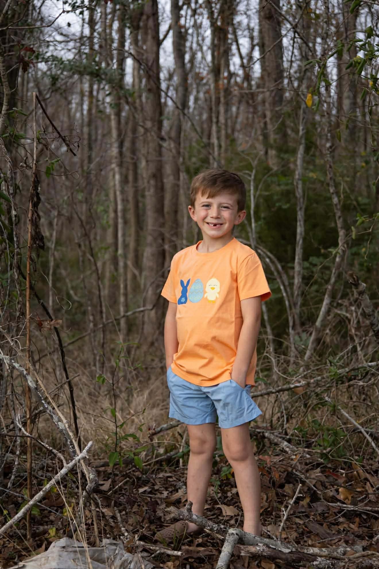 Peach Easter Embroidery Tee