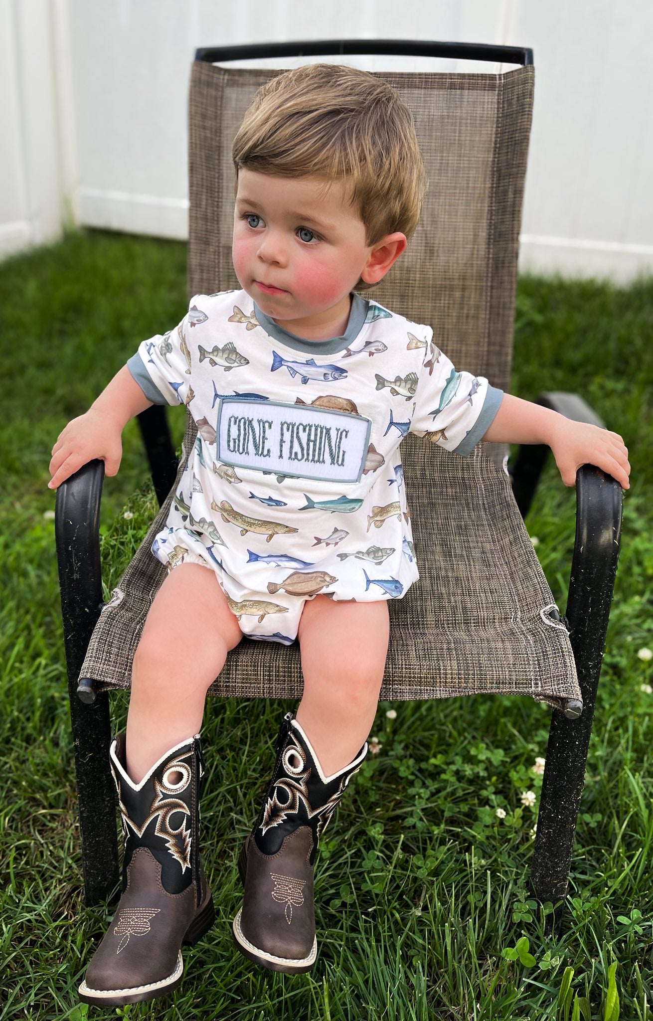 Gone Fishing Smocked Bubble