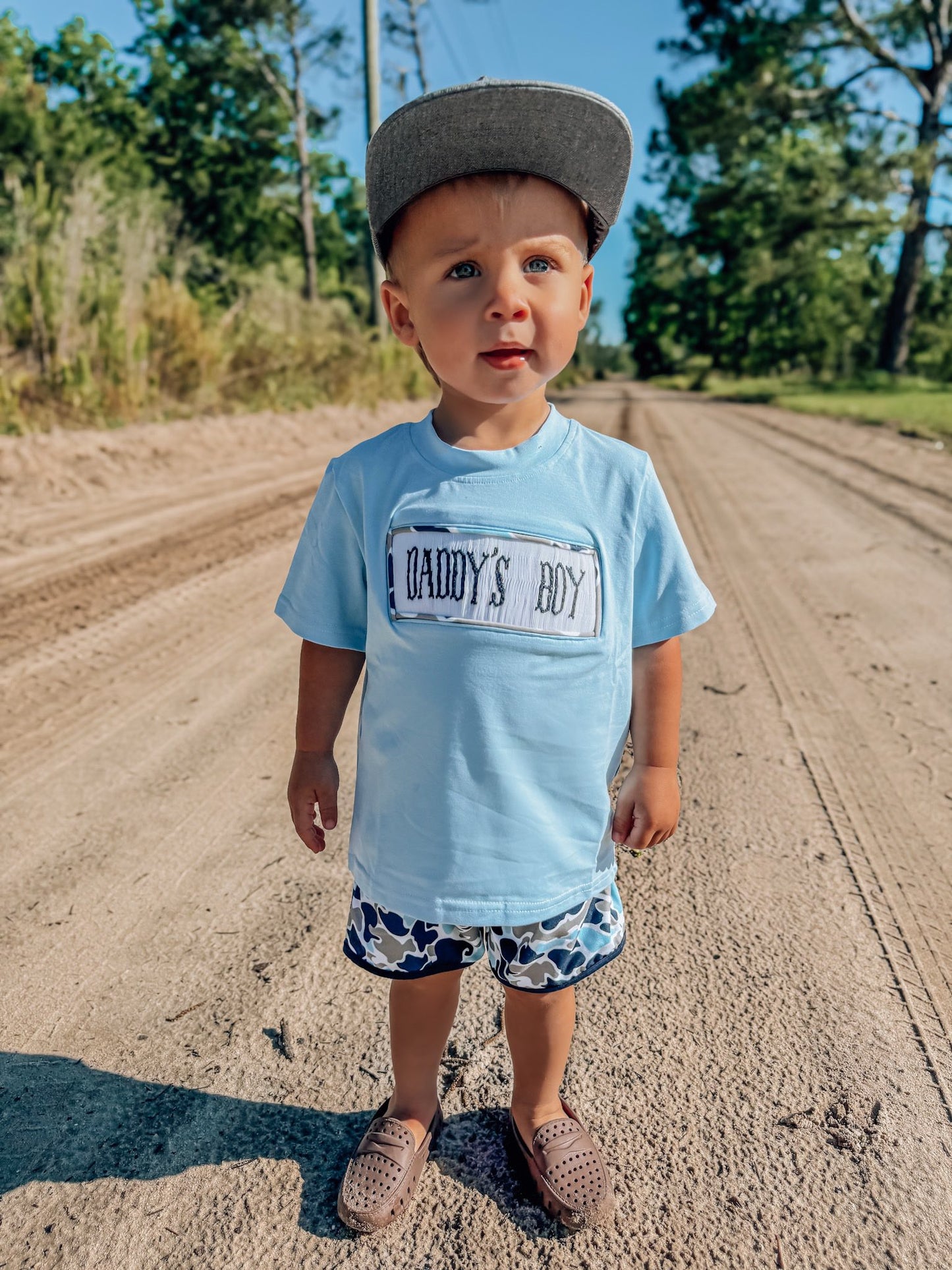 Blue Camo Smocked Daddy's Boy SET