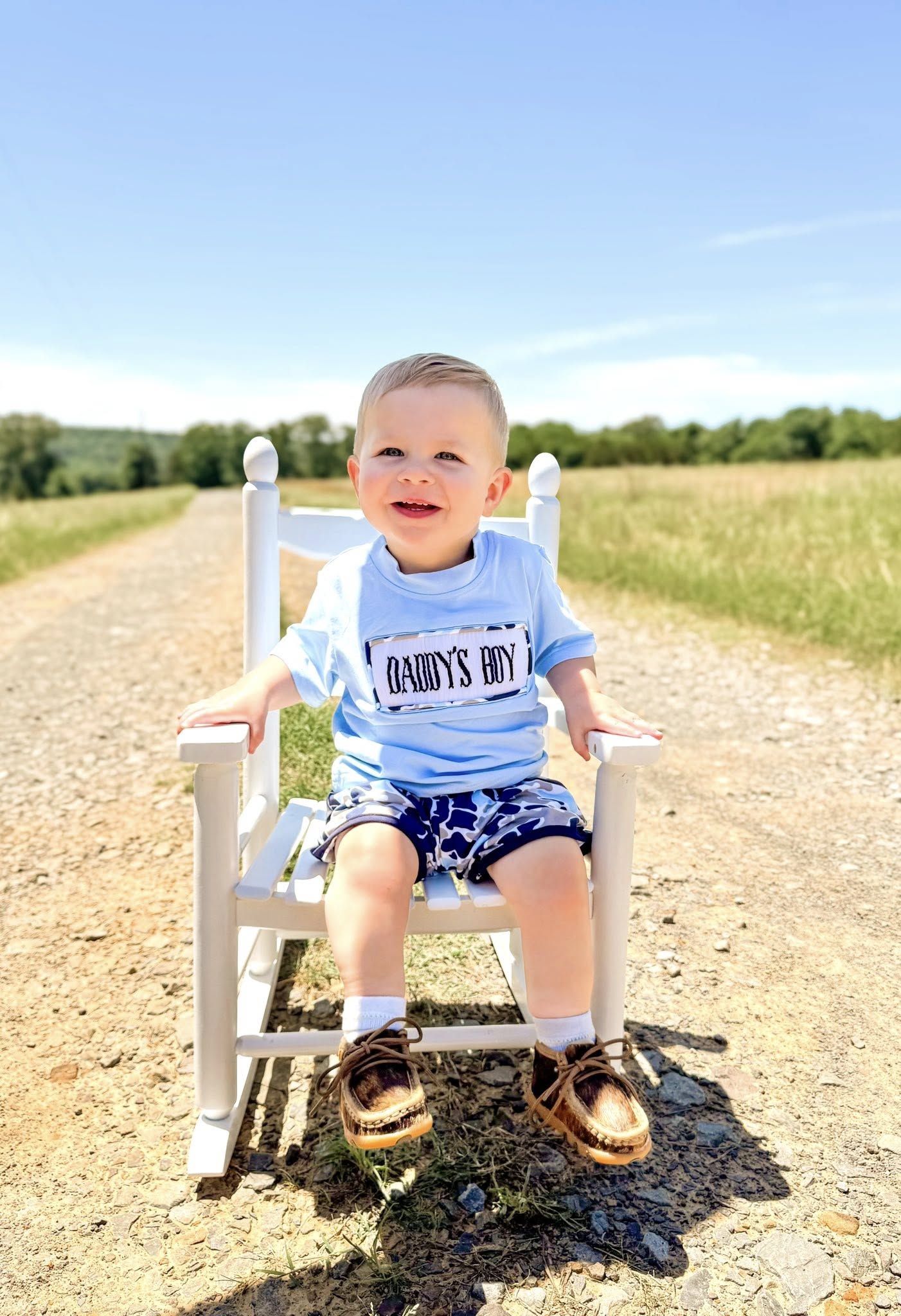 Blue Camo Smocked Daddy's Boy SET