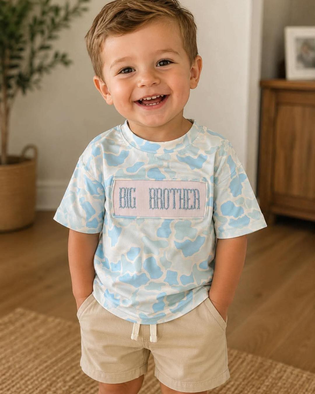 Sky Blue Smocked Big Brother Shirt