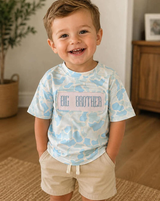 Sky Blue Smocked Big Brother Shirt