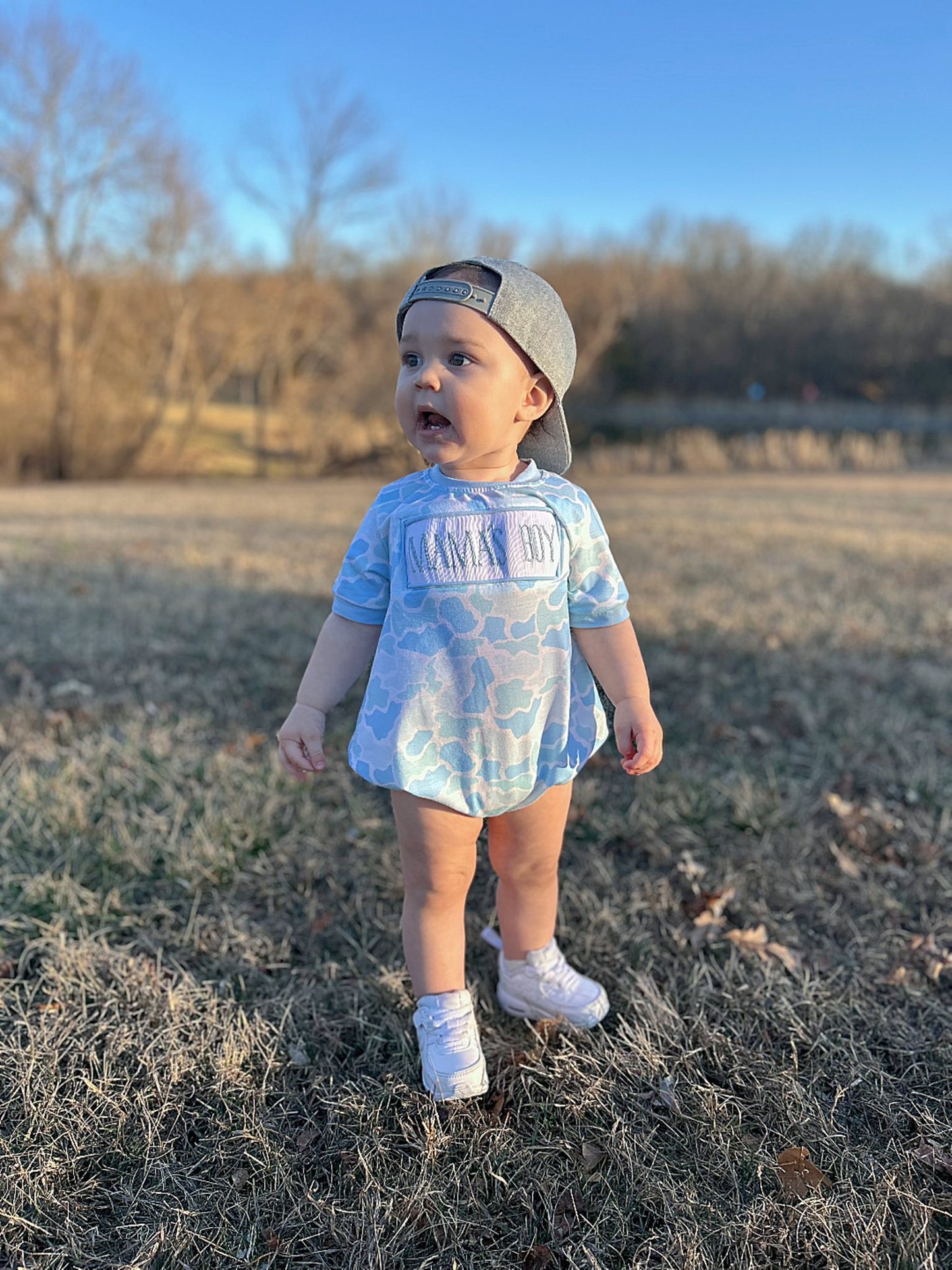 Blue Camo Mama's Boy Bubble
