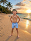 Blue Camo Swim Shorts