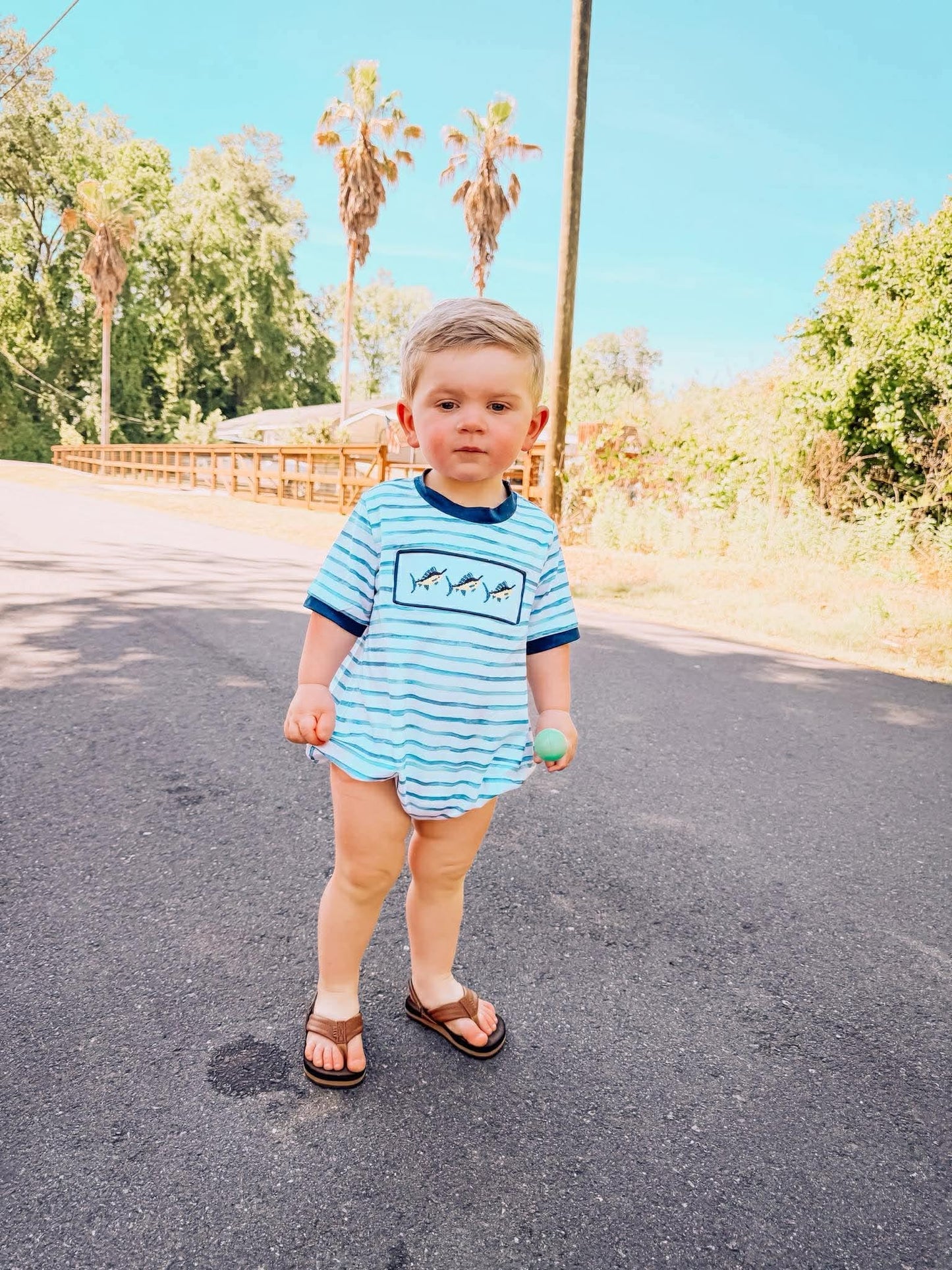 Navy Smocked Marlin Fish Bubble