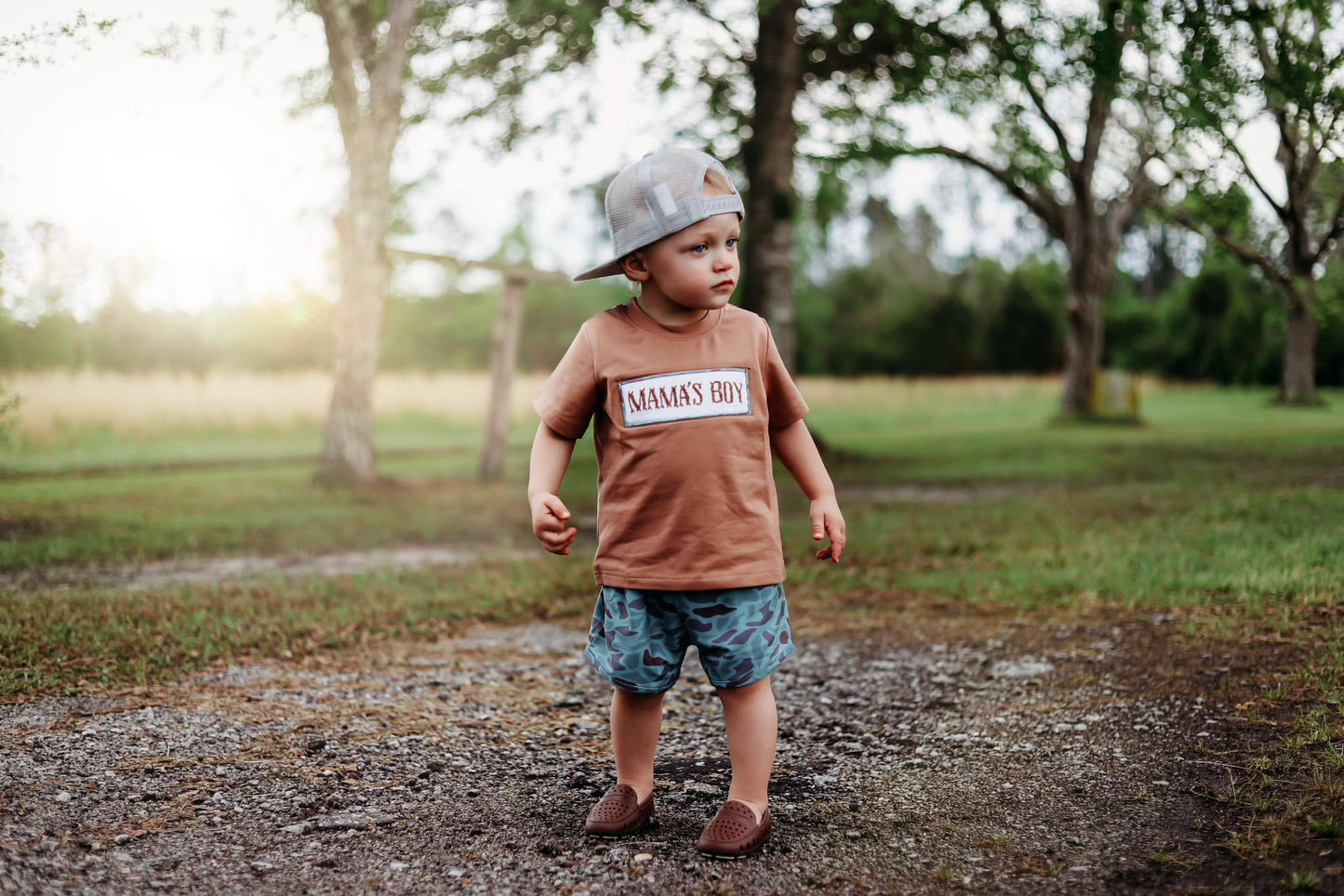 Smocked Green Camo Mama's Boy SET