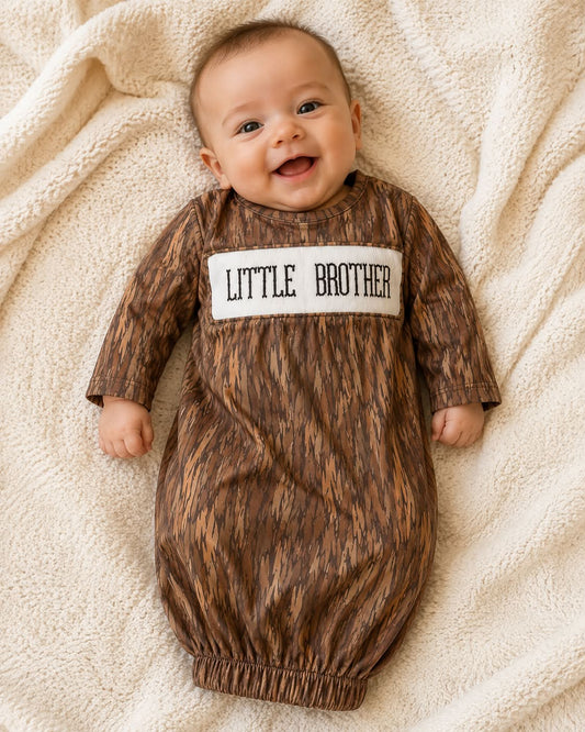 Muted Little Brother Smocked Gown