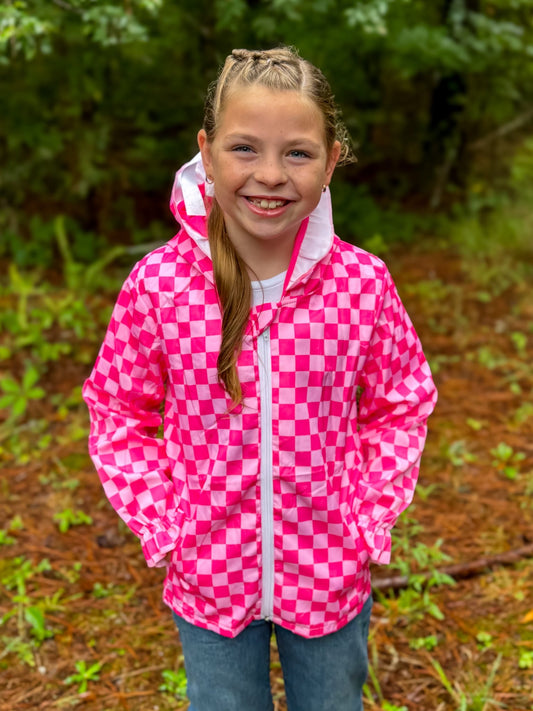 GIRL CHECKERD RAINCOAT