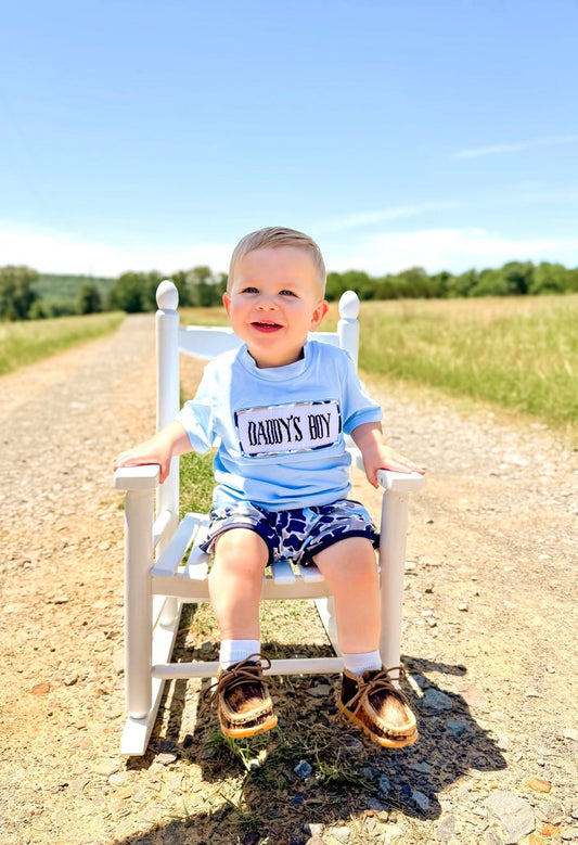 Blue Camo Smocked Daddy's Boy SET