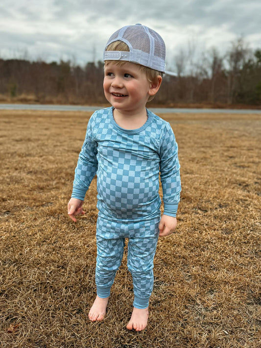Blue Checkered Bamboo SET