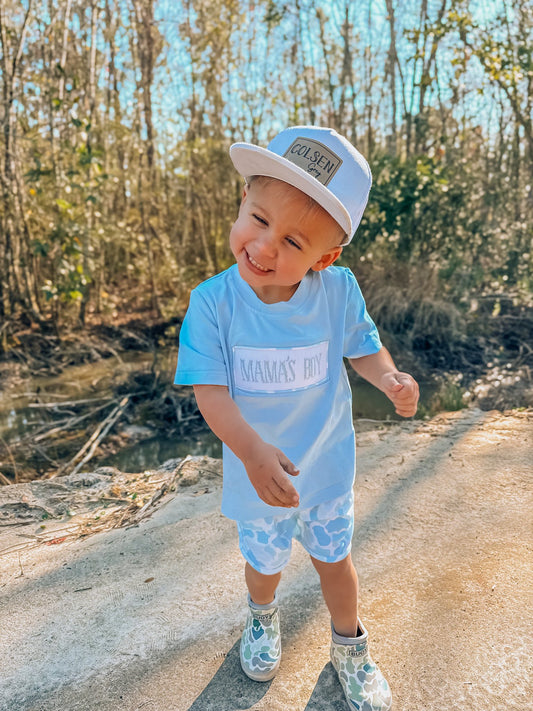 Blue Camo Mama's Boy Smocked SET