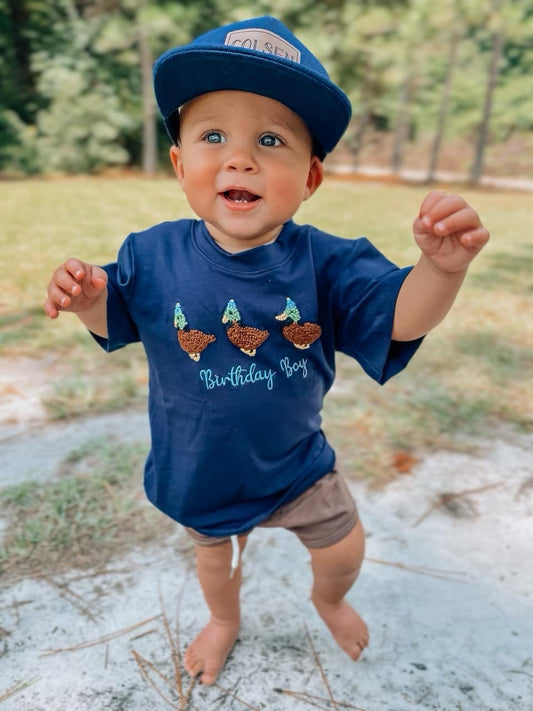 Navy French Knot Birthday Tee