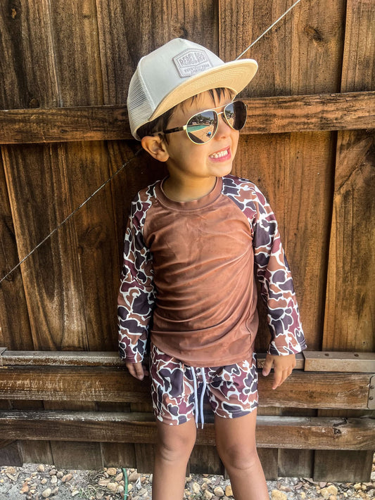 Brown Camo Swim Set