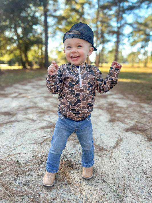 Coffee Camo Zip Pullover