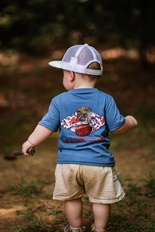 Grayson's Navy Camo Hat Tee