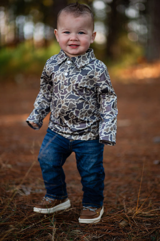 Nash's Brown Camo Performance Polo