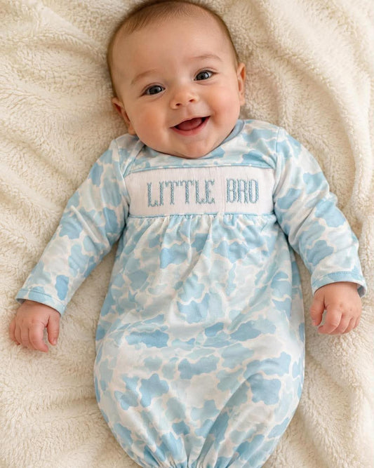 Sky Blue Smocked Little Bro Gown