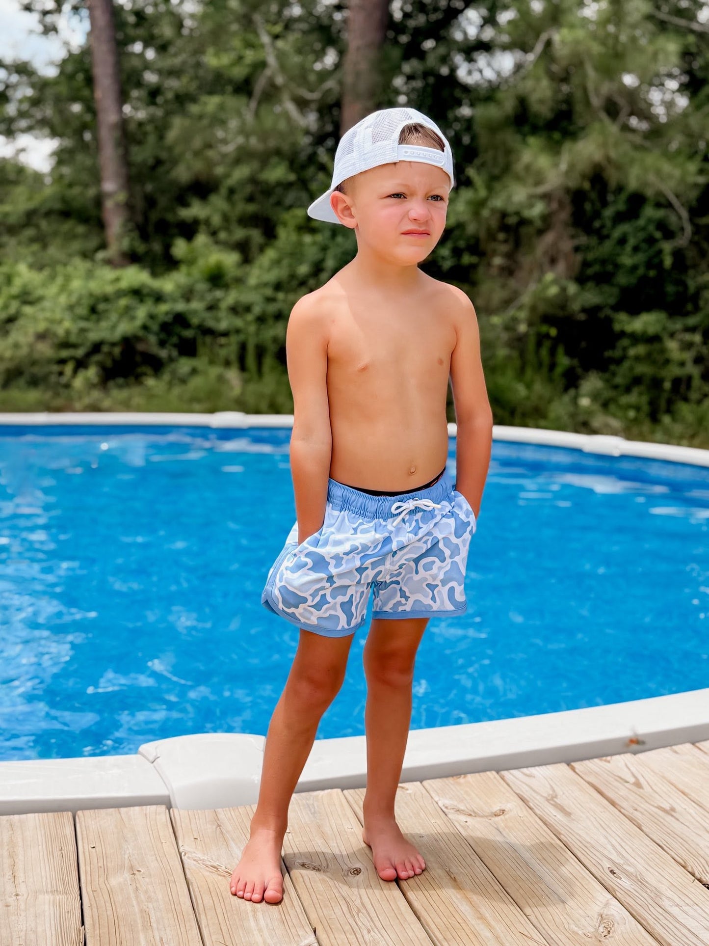 Blue Camo Swim Shorts