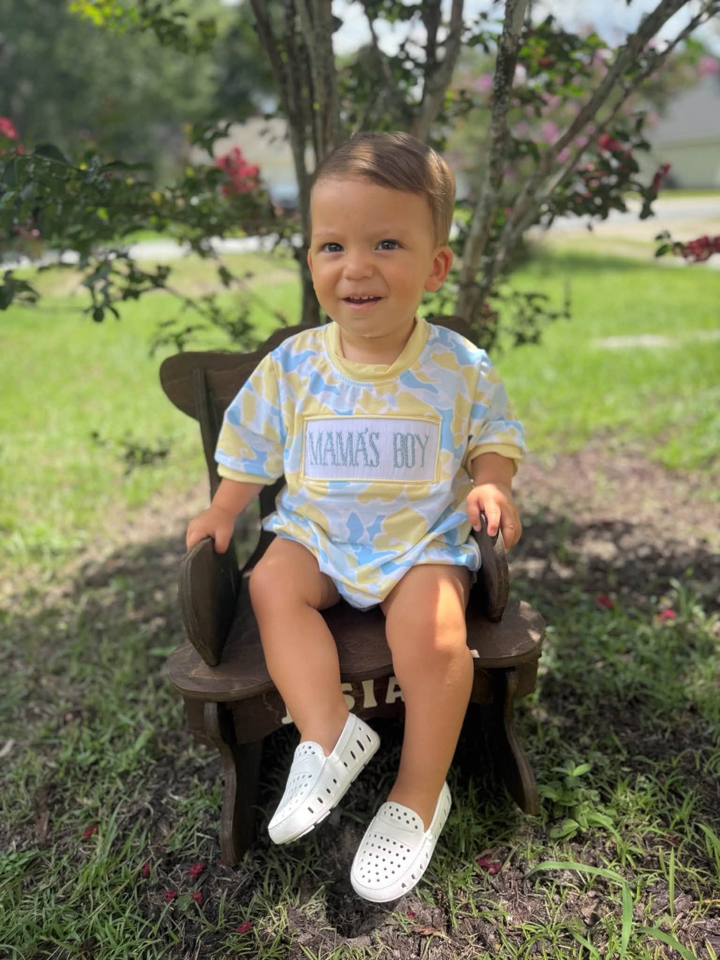 Sunny Day Mama's Boy Smocked Bubble