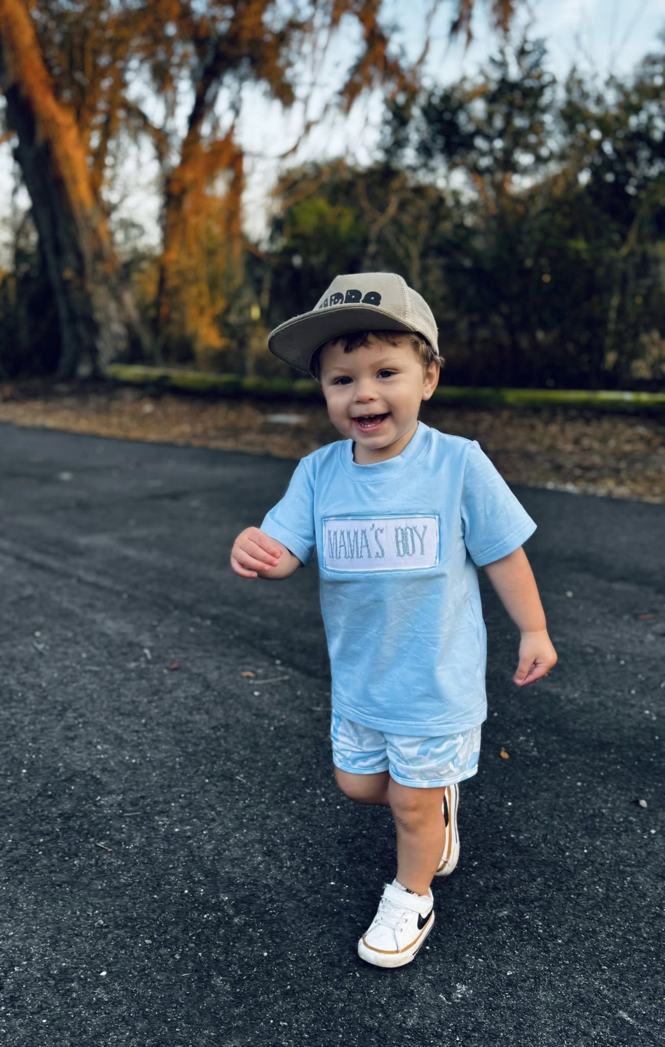 Blue Camo Mama's Boy Smocked SET